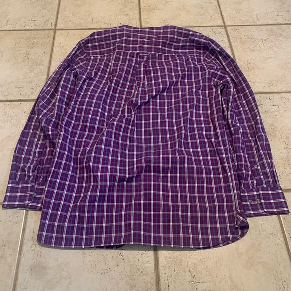 Arnold Palmer Men's Plaid Button-Down Shirt, Purple/Blue, Size M (15.5) - Picture 3 of 5